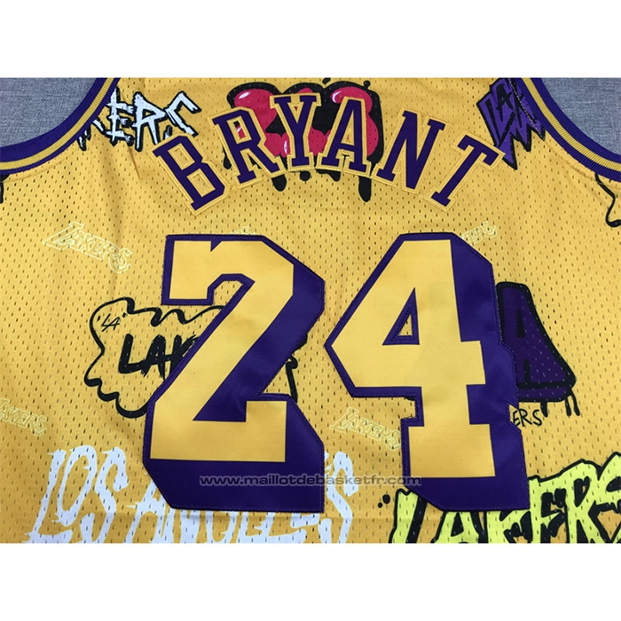 Maillot Los Angeles Lakers Kobe Bryant #24 Slap Sticker Mitchell & Ness 1996-97 Jaune